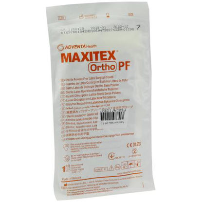 Світлина Рукавички латексні хірургічні Maxitex (Максітекс) Ortho PF стерильні неопудрені розмір 7,0
